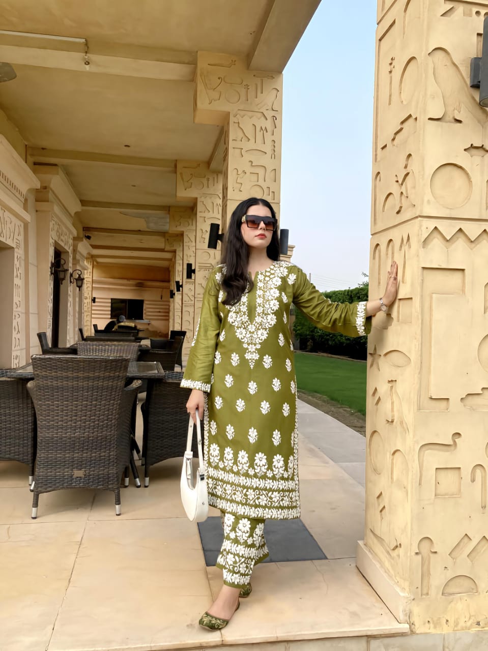 Indian Chikankari Embossed Print 2Pc