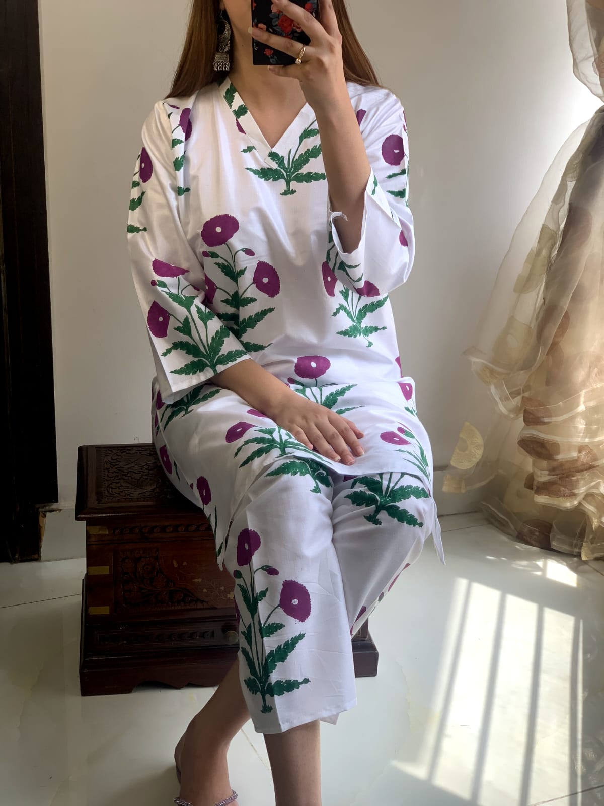 Purple Poppy Blockprinted Co-ord Set