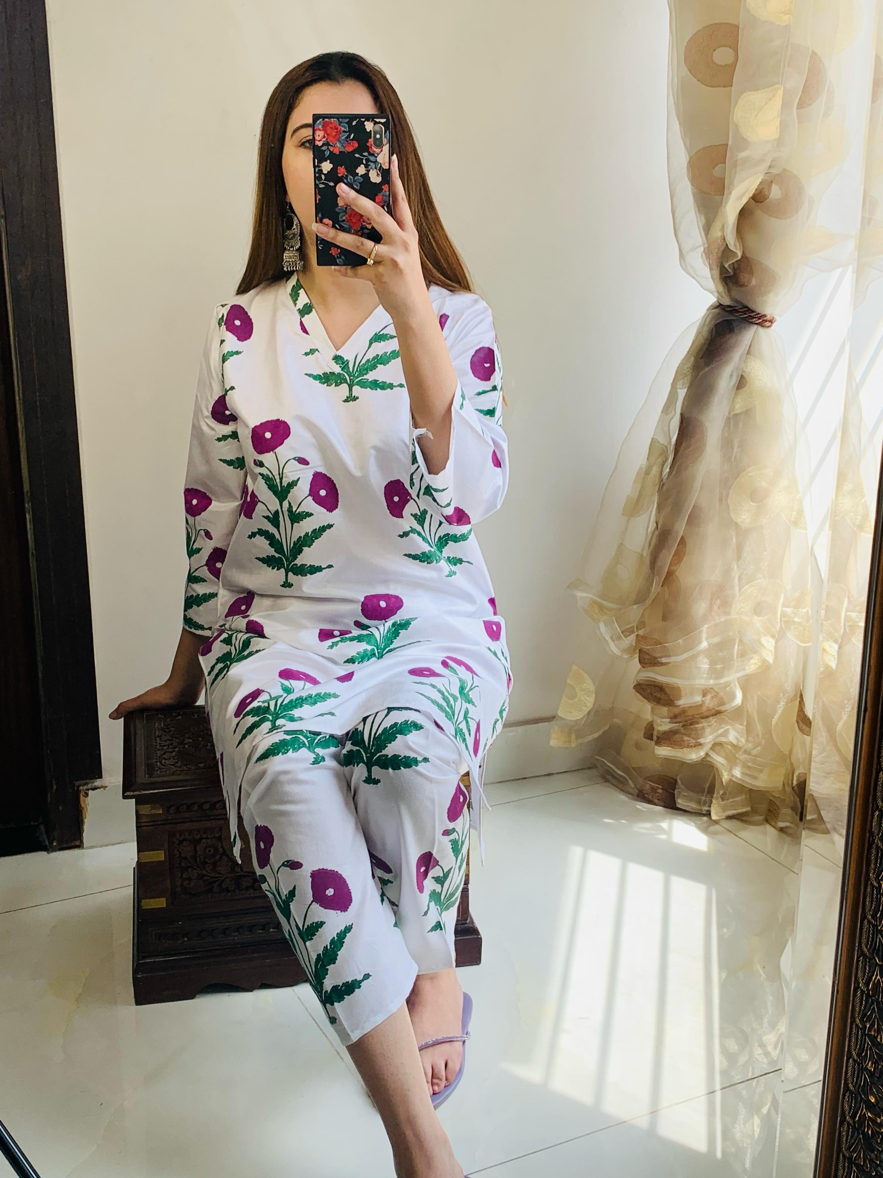 Purple Poppy Blockprinted Co-ord Set