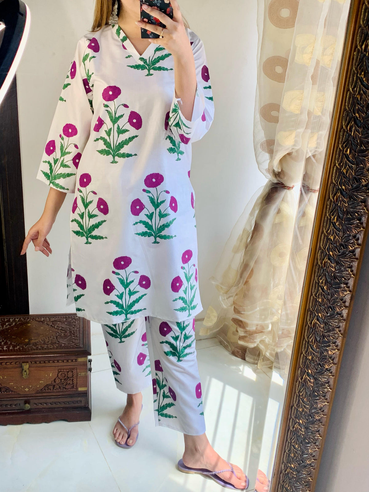 Purple Poppy Blockprinted Co-ord Set