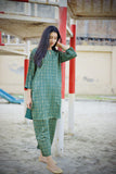 Chunri Steam Printed 2 Pcs Stitched With Same Trouser / CHECK STRIPS PRINT.